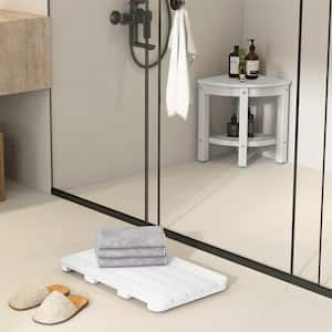 21.5 in. x 13.5 in. White HIPS Rectangular Bathmat with Non-Slip Foot Pads