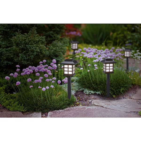Black Cool White Integrated LED Weather Resistant Outdoor Solar Path Light with Plastic Lens (4-Pack)