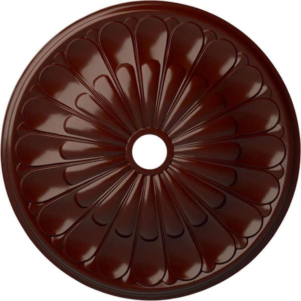 Ekena Millwork 1-7/8" x 31-5/8" x 31-5/8" Polyurethane Gorleen Ceiling Medallion, Brushed Mahogany