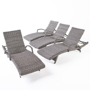 Crete Grey Faux Rattan Outdoor Chaise Lounge (Set of 4)