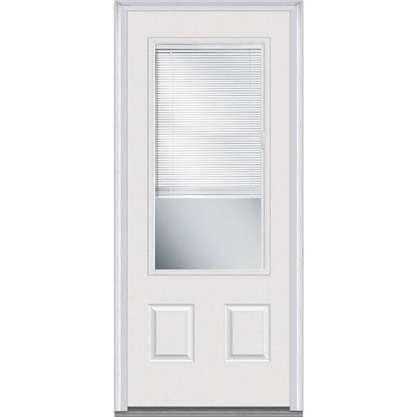 MMI Door 36 in. x 80 in. Internal Blinds Left-Hand 3/4 Lite 2-Panel Classic Primed Steel Prehung Front Door