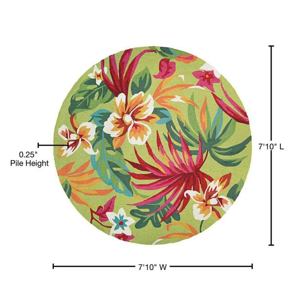 8' Round Red And Ivory Round Floral Indoor Outdoor Area Rug 8' Round Red And Ivory Round Floral Indoor Outdoor Area Rug