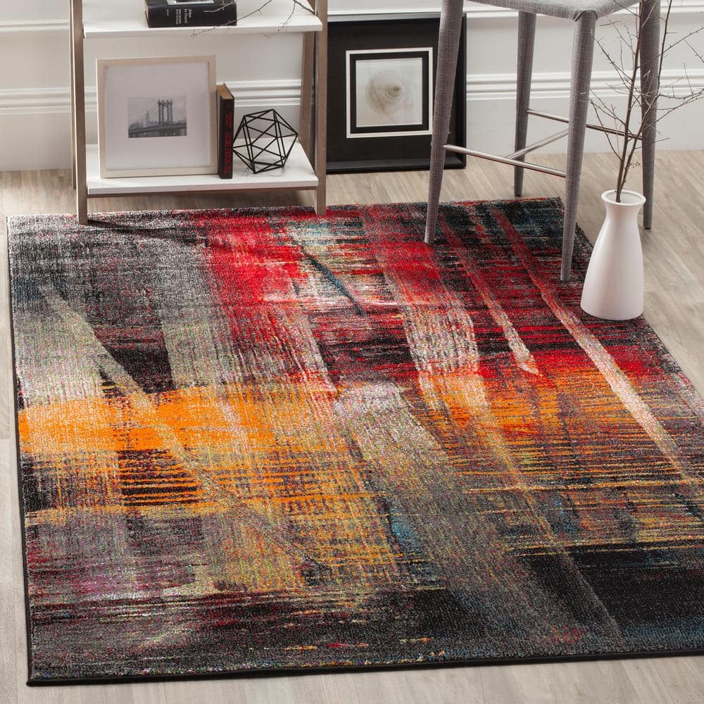 Colorful Abstract Low Pile Square Area Rug