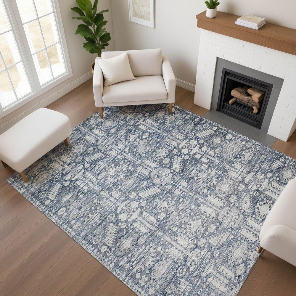 Mayfield Premium Machine Washable Abstract AMF1771 Blue 5 ft. x 7 ft. 6 in. Area Rug price history on PriceWatchPro