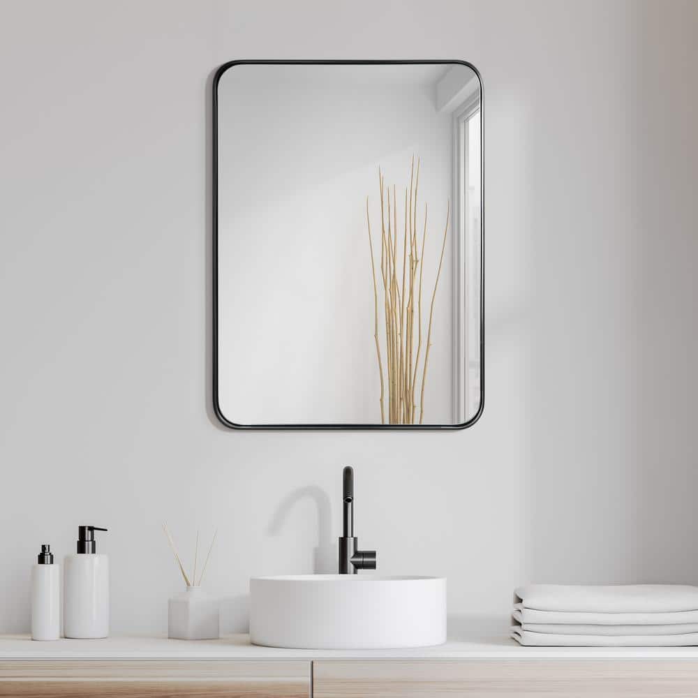Sleek Black Stainless Steel Full-Length Mirror 22" x 30"
