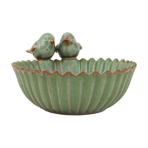 Green Charming Ceramic Bird Planter Pot for Succulents & Small Flowers Outdoor