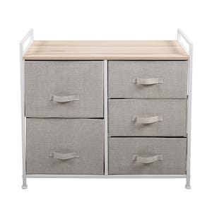 11.4 in. D x 32.7 in. W x 30.3 in. H Gray Pull-Out Fabric 5-Drawers Storage