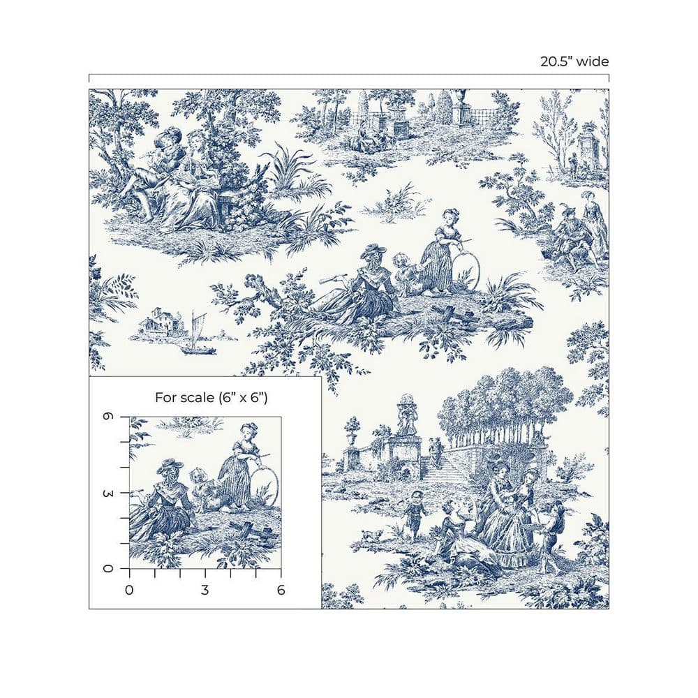 Navy Blue Chateau Toile Peel and Stick Wallpaper