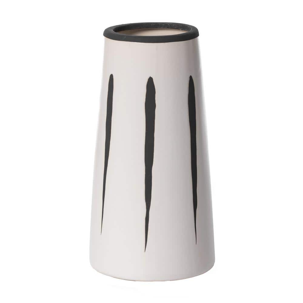 7 in. H Black and White Ceramic Modern Painted Brushstrokes Tapered Flower Table Vase price history on PriceWatchPro