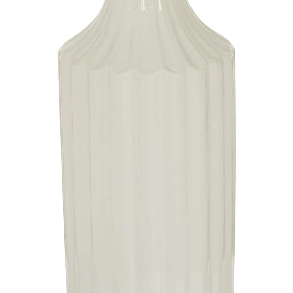 Modern White Ceramic Vase with Stripe Texture 23" Height