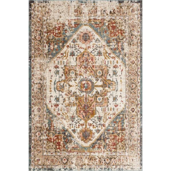 Vintage Medallion Justine 6 ft. x 6 ft. Beige Square Rug