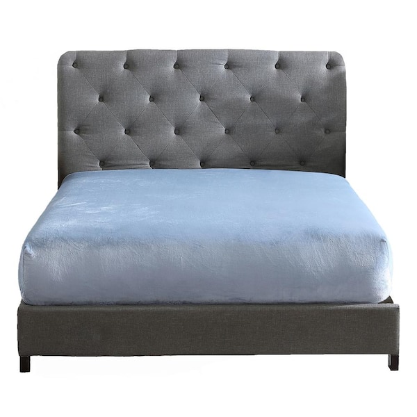 Polyester Full Size Premium Flannel Plush Easy Fit 1-Piece Fitted Sheet, Blue Fog