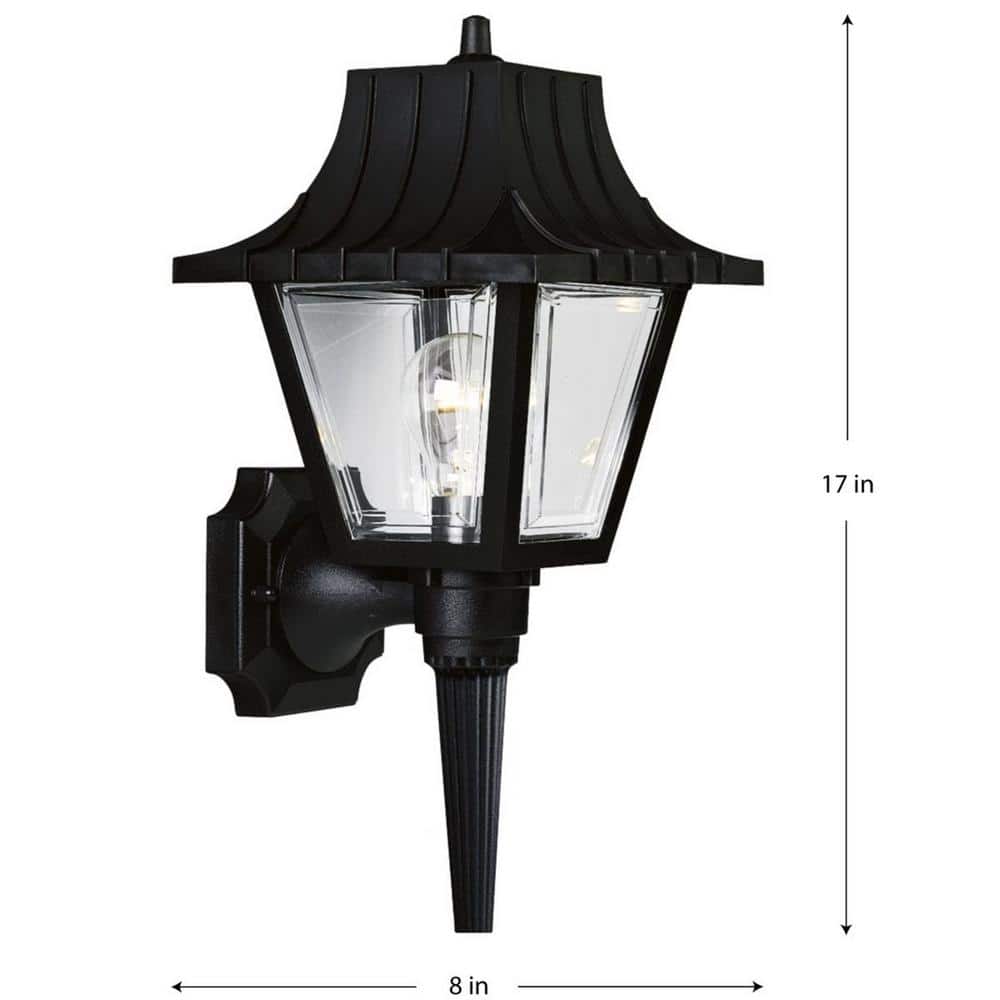 Black 17-Inch Outdoor Wall Lantern with Clear Acrylic Panels