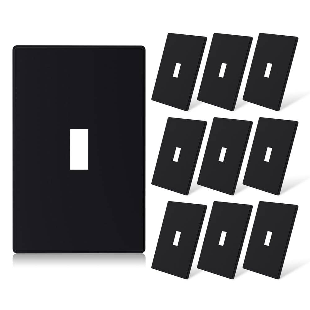 ELEGRP 1-Gang Black Midsize Toggle Plastic Screwless Switch Wall Plate ...