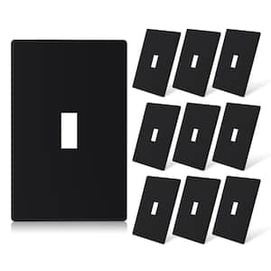 1-Gang Black Midsize Toggle Plastic Screwless Switch Wall Plate, (10-Pack)