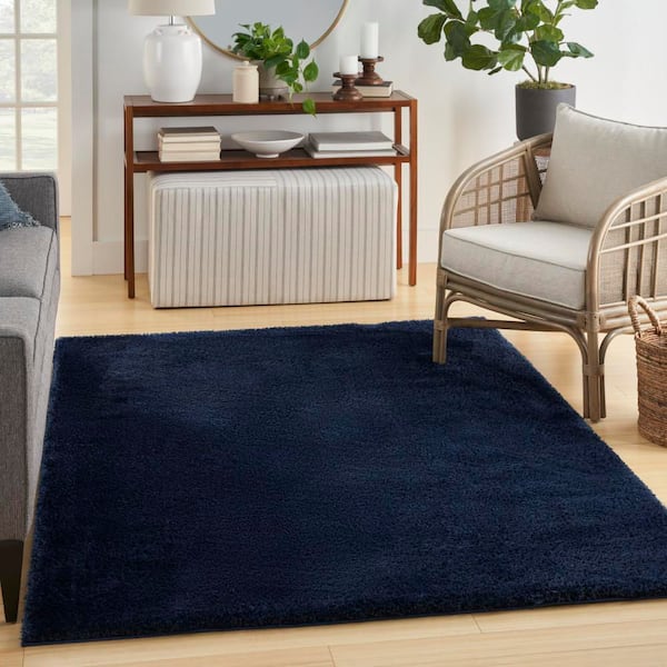 Pacific Shag Navy 8 ft. x 10 ft. Solid Contemporary Area Rug