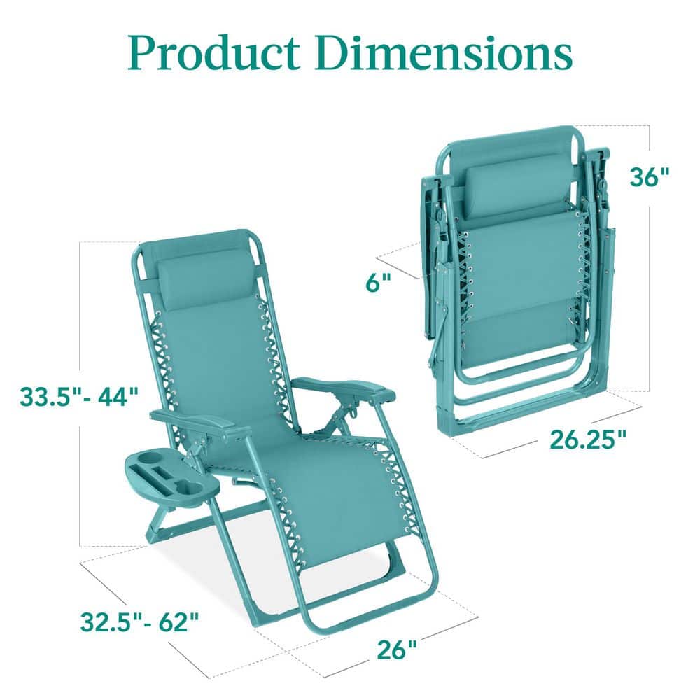 Caribbean Blue Steel Zero Gravity Beach Lounger with Tray