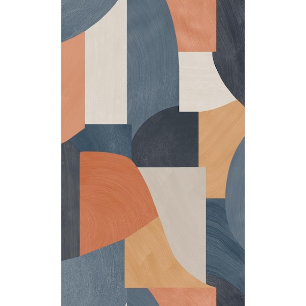 Walls Republic Navy Brush Stroke Overlapping Geometric Shapes Non-Woven Paper Non-Pasted the Wall Double Roll Wallpaper