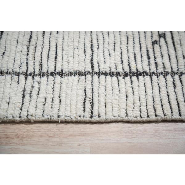 Ivory Hand-Knotted Wool Contemporary Marrakech Handspun, Timeless Elegance for Living Room, 9 ft. x 12 ft. Area Rug