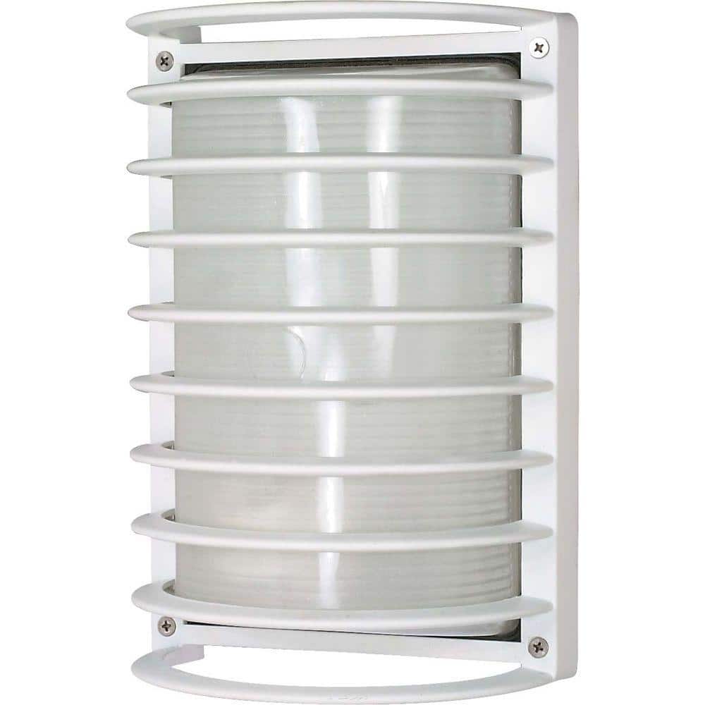 White Metal 10" Outdoor Cylinder Wall Sconce