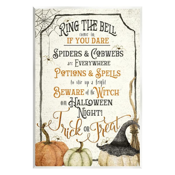 Stupell Industries Vintage Trick or Treat Sign by Deane Beesley 1 Piece Unframed Graphic Print Typography Poster Art Print 15 in. x 10 in.