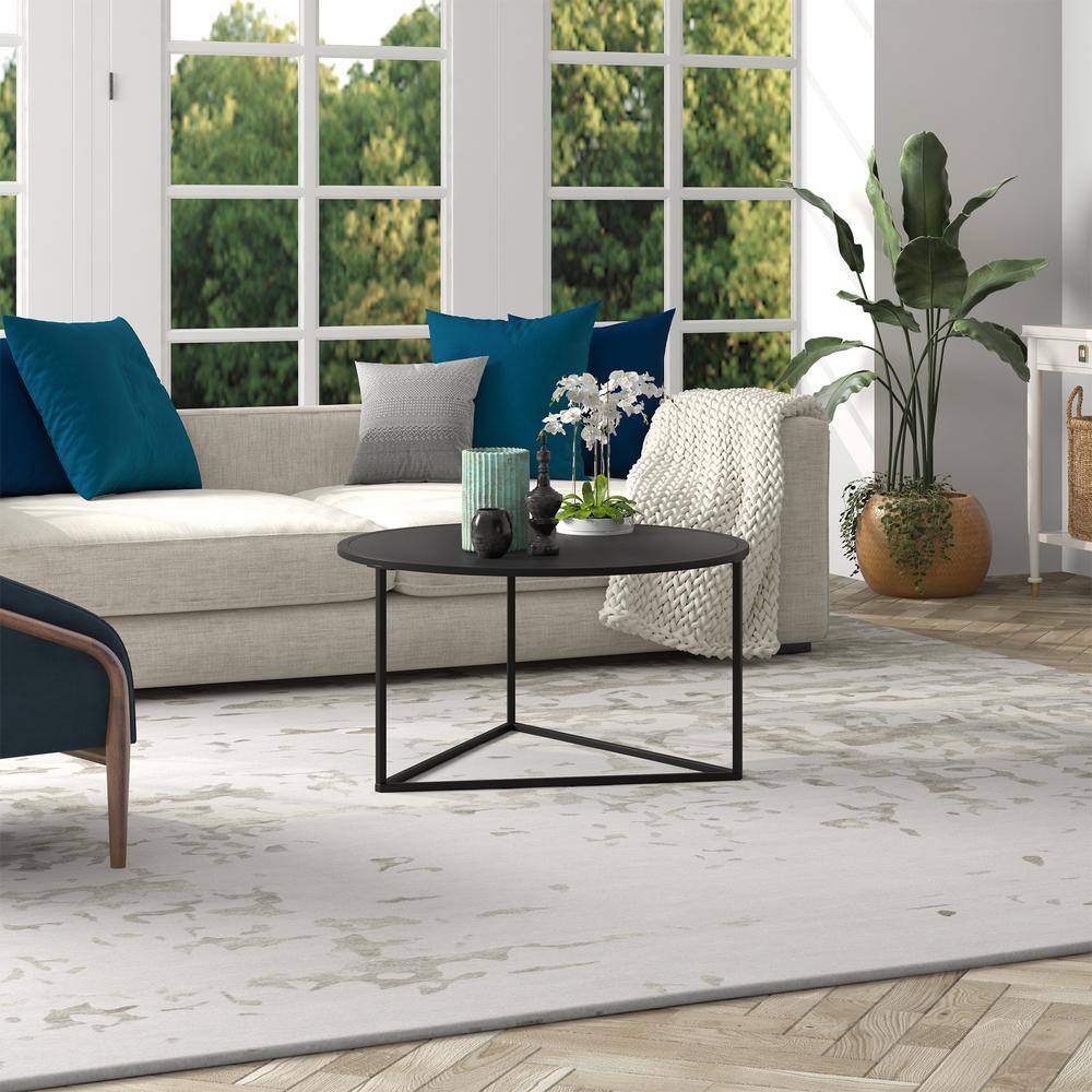 Scandinavian Minimalist Blackened Bronze Metal Round Coffee Table
