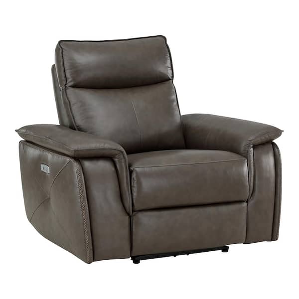 Lazzara Verkin Dark Brown Leather Power Recliner with Power Headrest