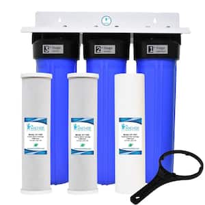 3-Stage Sediment and Dual Carbon Block Whole House Water Filtration System, 4.5 x 20 in.