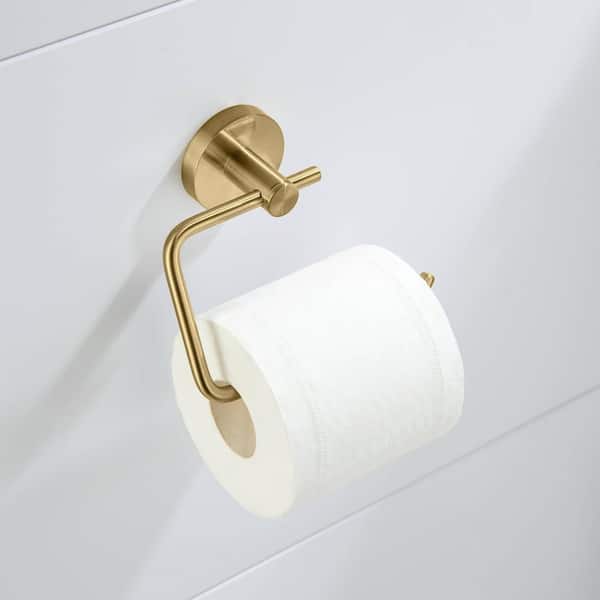 Bathroom Accessories Wall Mounted Toilet Paper Holder Round Post in Brushed Brass