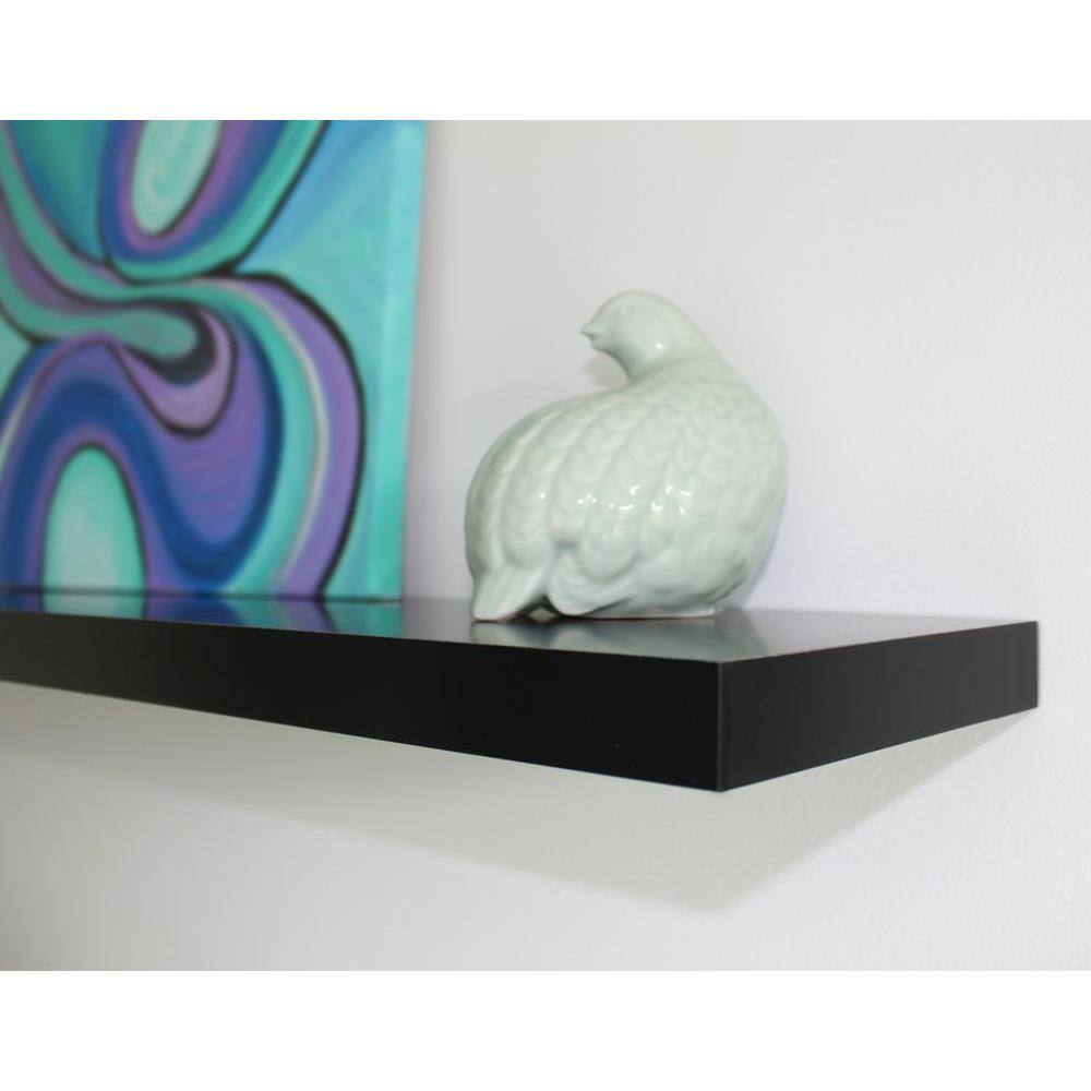 Slimline Black MDF Floating Wall Shelf 48-Inch