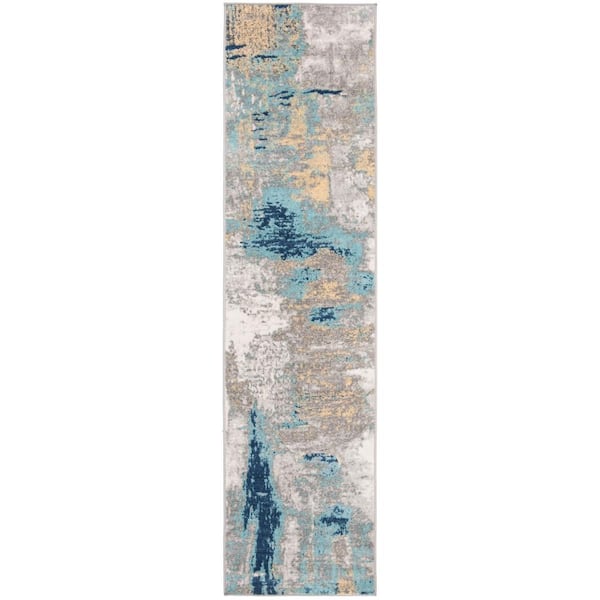 SAFAVIEH Jasper Gray/Gold 2 ft. x 8 ft. Distressed Abstract Runner Rug