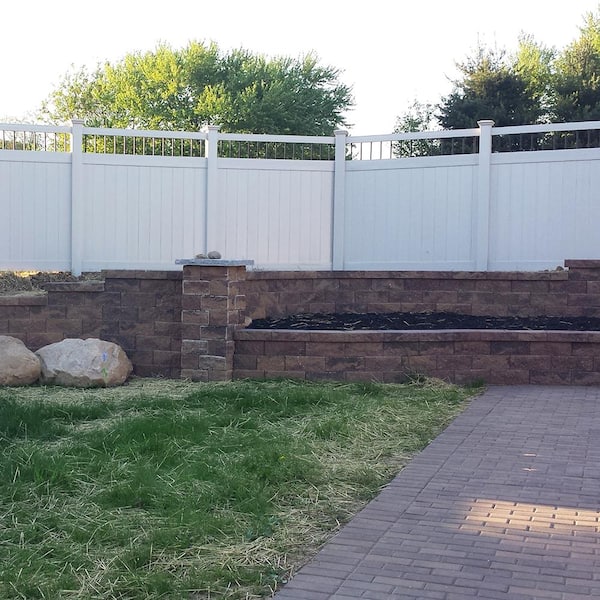 Weatherables Tuscany White Vinyl Privacy Fence Panel Kit 7x6