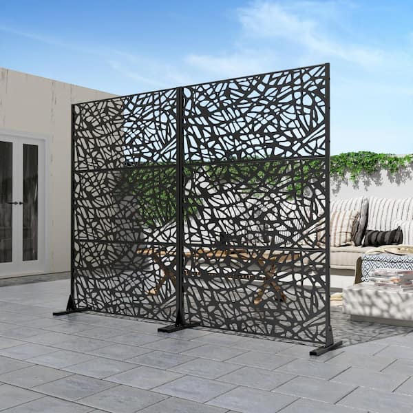 Lumioca 1-Piece 46.8 in. W x 71.37 in. H Black Mesh Metal Outdoor