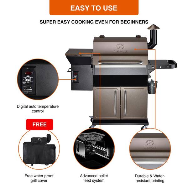 Z Grills 1060 Sq In Pellet Grill And Smoker Stainless Steel Zpg 1000e The Home Depot