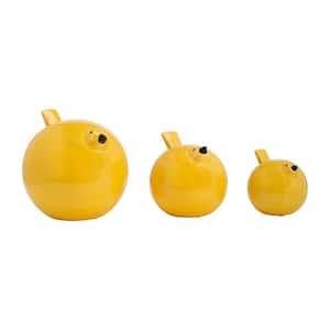 Yellow 8 in. x 7 in. Ceramic Bird Figurines (Set of 3)