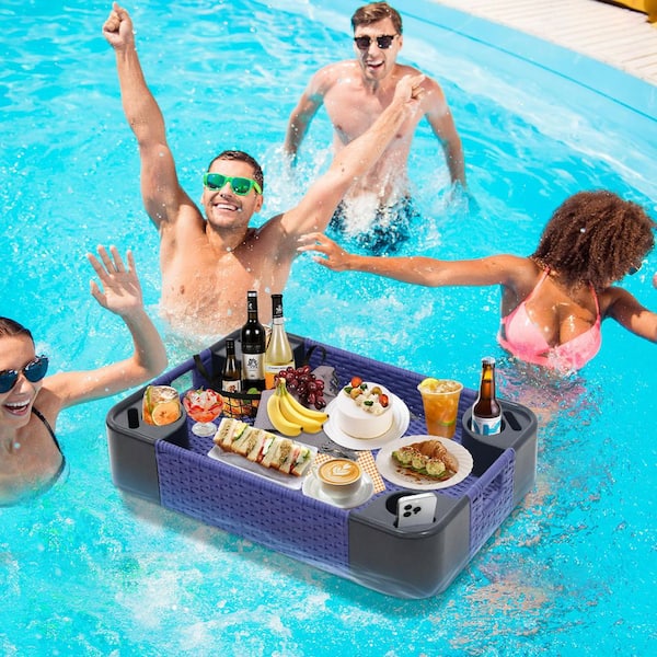COOS BAY Durable Pool Floating Tray with Cup Holders and Phone