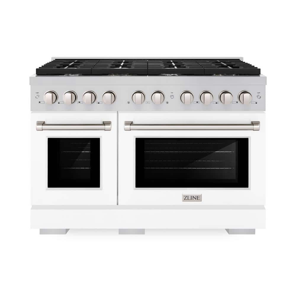 Paramount 48 in. 8-Burner Double Convection Oven Dual Fuel Range in Stainless Steel and Matte White Door price history on PriceWatchPro