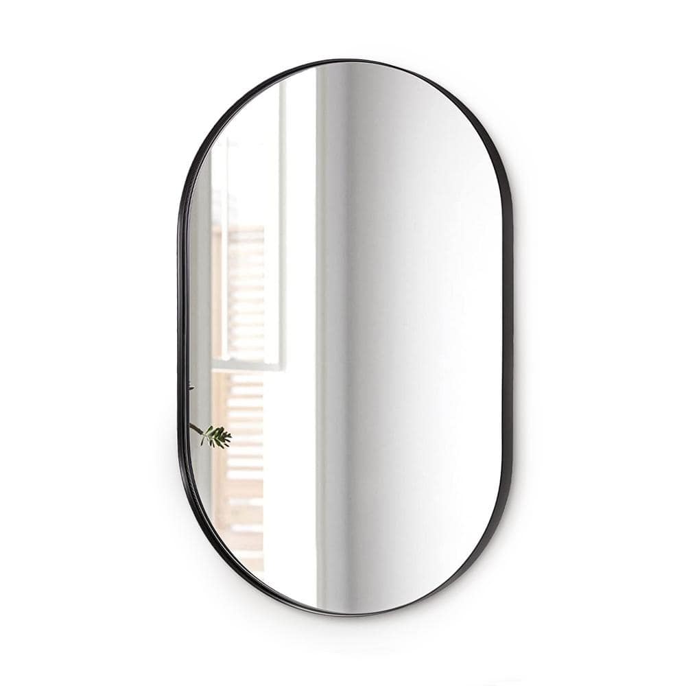 ANDY STAR 36 in. W x 1 in. H Oval Hanging Deep Metal Frame Wall Mirror ...