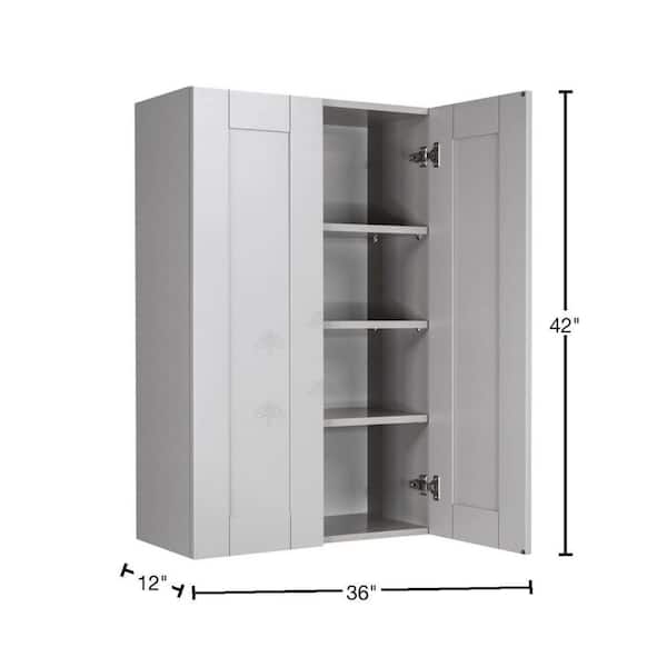 LIFEART CABINETRY Anchester Assembled 30x24x12 in. Wall Cabinet with 2 Doors 1 Shelf in Light Gray