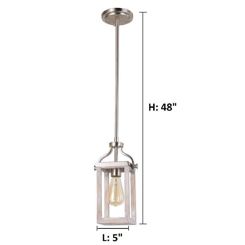 Montrose Acacia Wood & Brushed Nickel 5" Mini Pendant Light