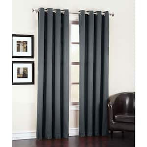 Black Solid Grommet Room Darkening Curtain - 54 in. W x 63 in. L