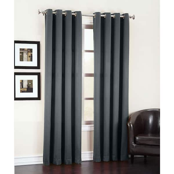 Sun Zero Black Solid Grommet Room Darkening Curtain - 54 in. W x 84 in. L