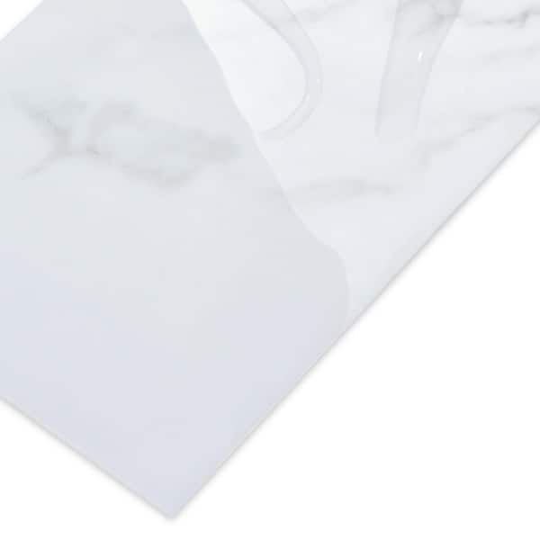 Subway Carrara White 12 in. x 24 in. Glossy Vinyl Peel and Stick Backsplash Acrylic Wall Tile (10-Pack)