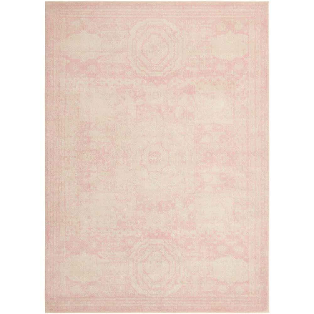 Pink and Ivory Geometric Rectangular Area Rug 8' x 11'