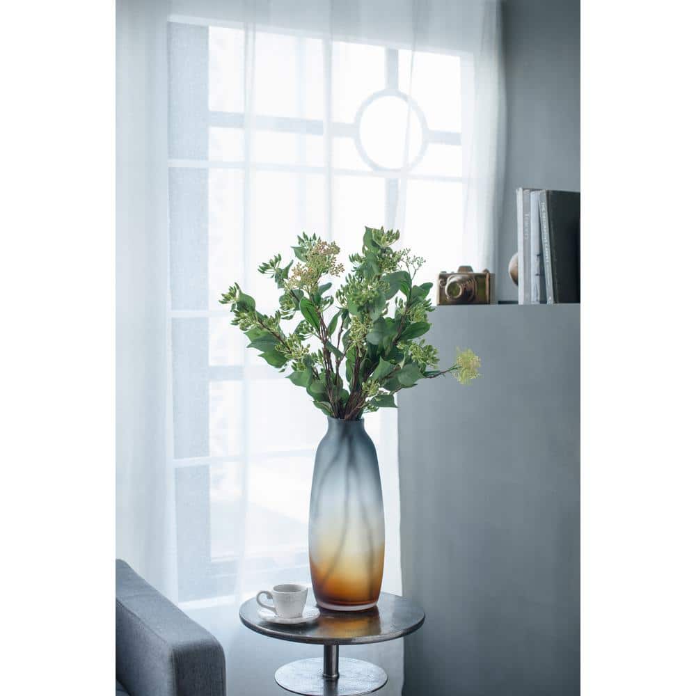 A&B Home Normand Hand-Made Glass Vase - 6.5"Dia. x 17"H - Orange/Black