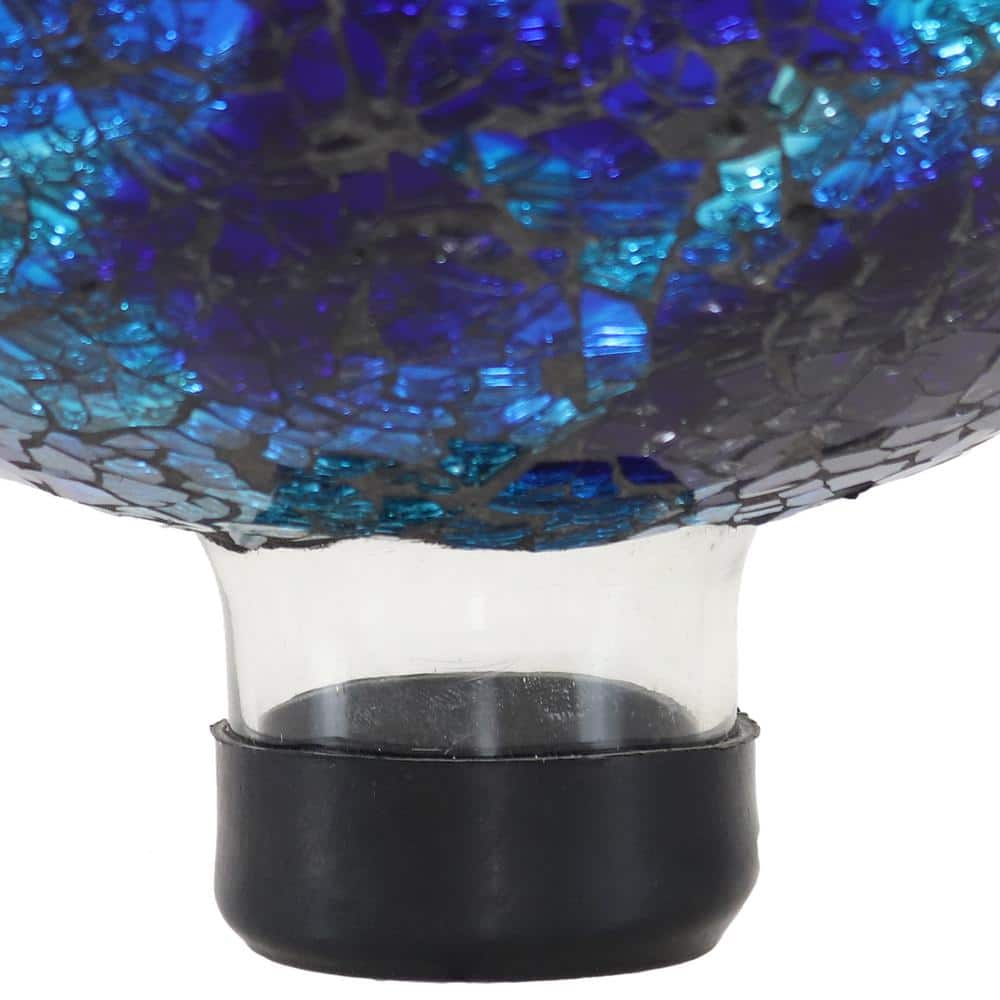 Deep Ocean Blue Crackled Glass Outdoor Gazing Globe, 10"