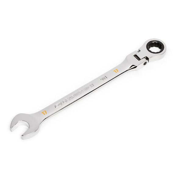 GEARWRENCH 17 mm Metric 90-Tooth Flex Head Combination Ratcheting Wrench