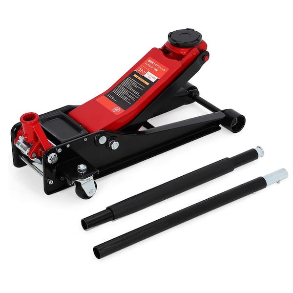 4 Ton Hydraulic Low Profile Floor Jack with Dual Piston Quick Lift Pump, Red+Black