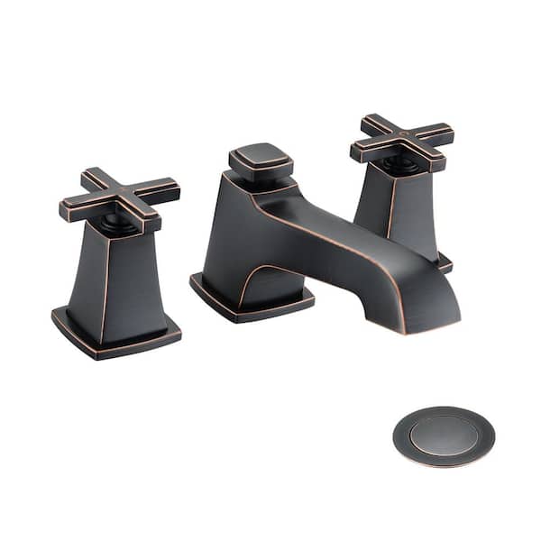 GIVING TREE 8 in. Widespread Double-Handle Bathroom Faucet Combo Kit with Drain Included and Pop Up Drain in Oil Rubbed Bronze