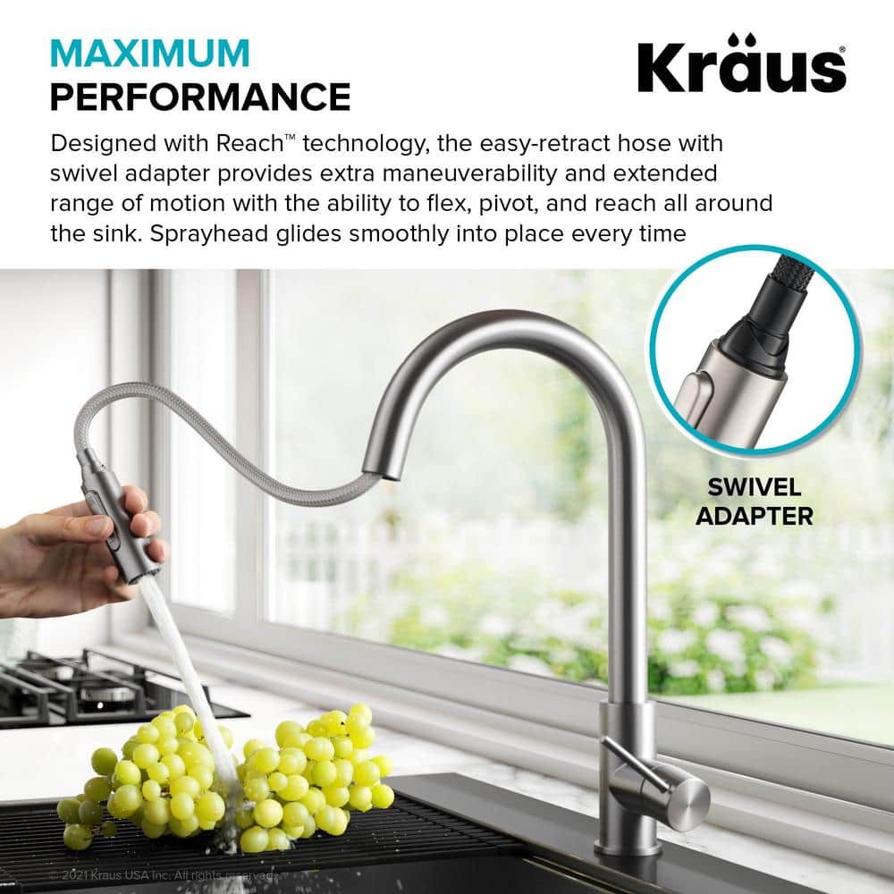 Chrome Contemporary Pull-Down Single Handle Kitchen Faucet